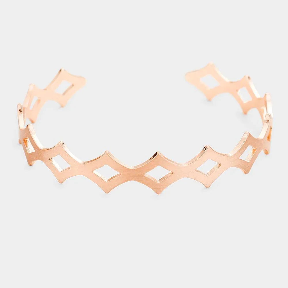 Rose Gold Geometric Metal Cuff Bracelet - Jewelry Store by Erik Rayo