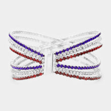 Load image into Gallery viewer, Rhinestone Embellished Crisscross Cuff Evening Bracelet
