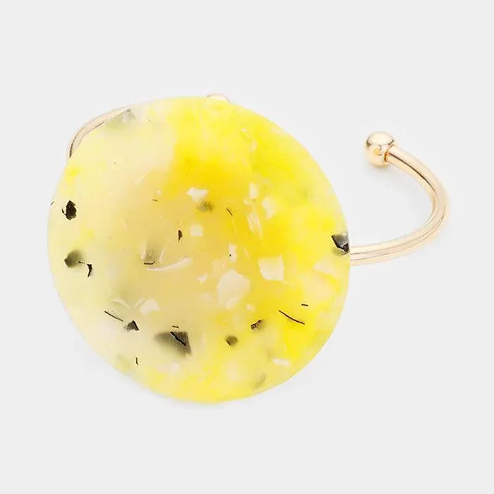 Yellow Round Marbled Stone Cuff Bracelet - Jewelry Store by Erik Rayo