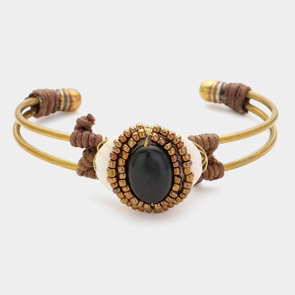 Brown Tribal SemiPrecious Cuff Bracelet - Jewelry Store by Erik Rayo