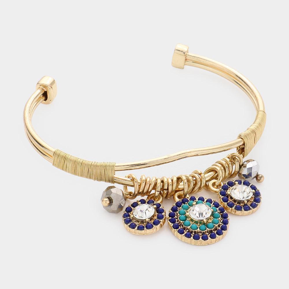 Blue Boho Ring Cuff Bracelet - Jewelry Store by Erik Rayo