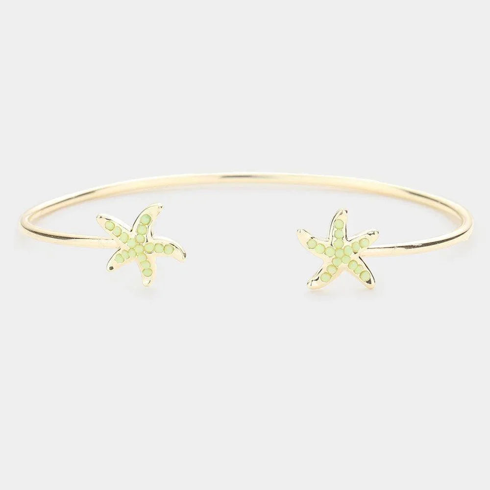 Seed Bead Embellished Metal Starfish Tip Cuff Bracelet - Jewelry Store by Erik Rayo