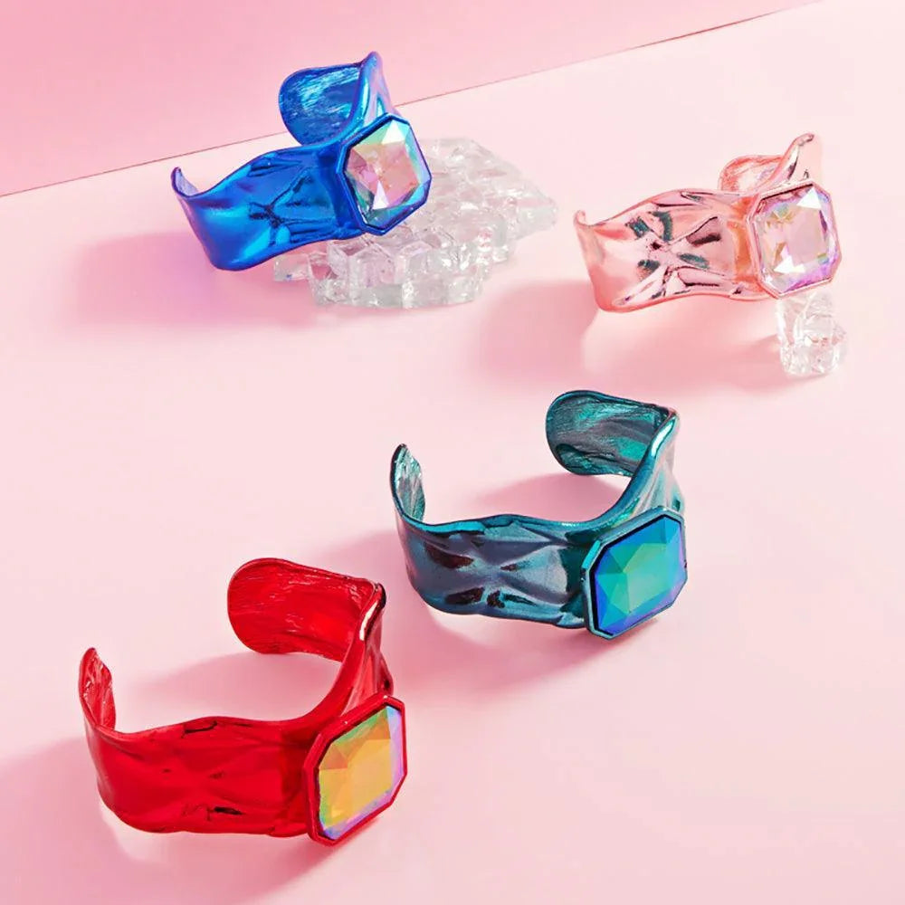 Blue Octagon Stone Aceented Cuff Bracelet - Jewelry Store by Erik Rayo