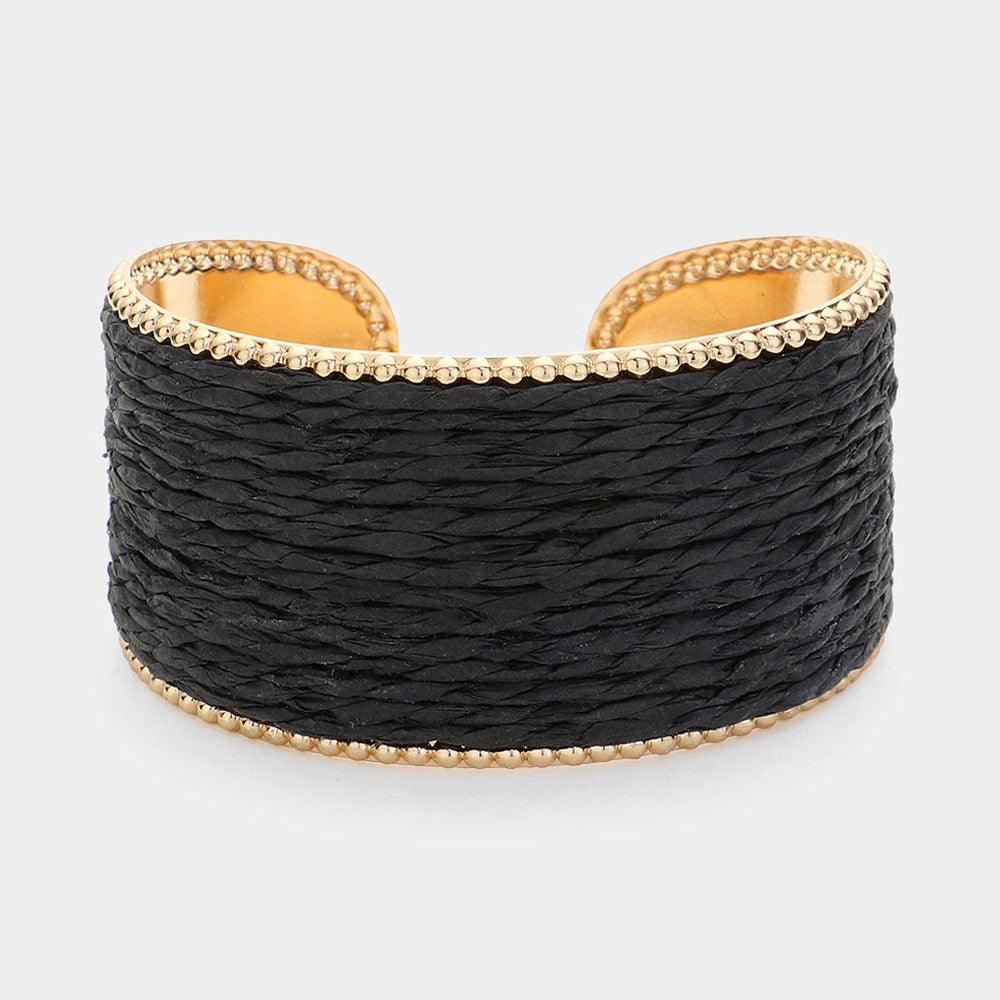 Black Raffia Cuff Bracelet - Jewelry Store by Erik Rayo