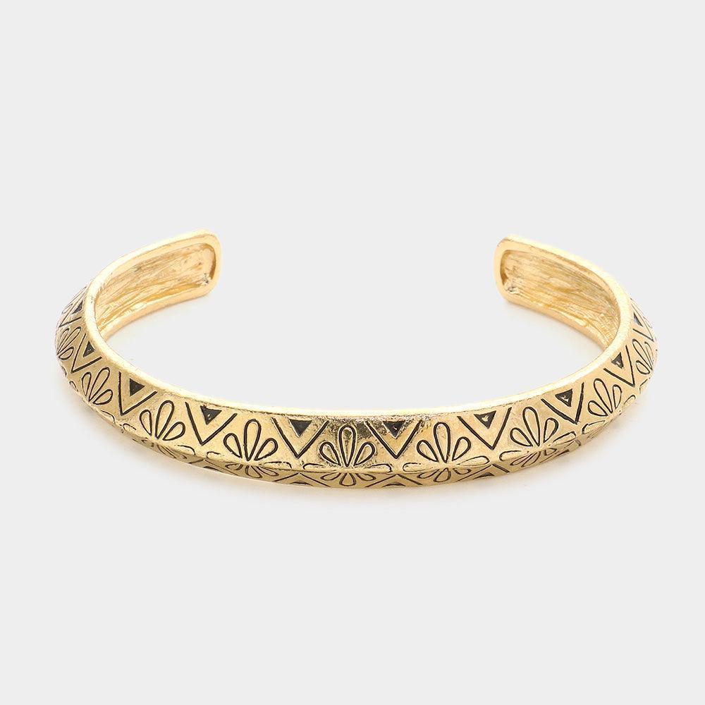 Gold Embossed metal cuff bracelet - Jewelry Store by Erik Rayo