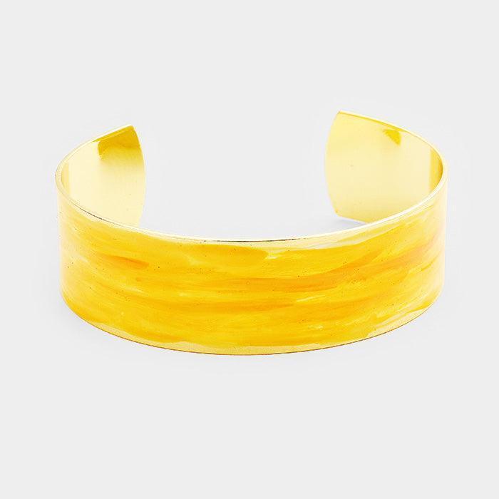 Yellow Painted Metal Cuff Bracelet - Jewelry Store by Erik Rayo