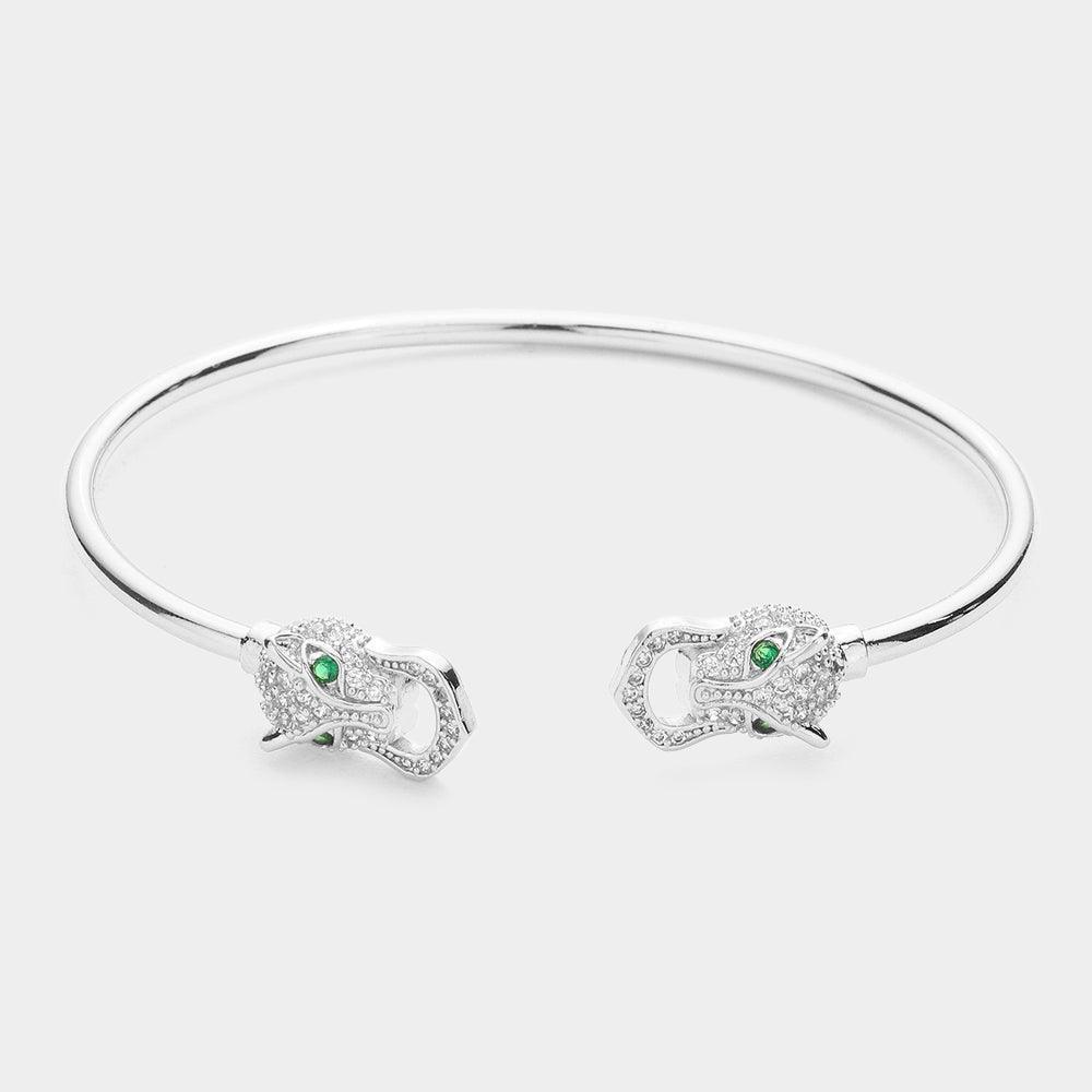 CZ Leopard Door Knocker Tip Cuff Bracelet - Jewelry Store by Erik Rayo