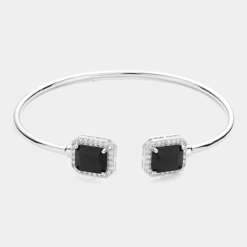 Black CZ Rectangle Tip Cuff Bracelet - Jewelry Store by Erik Rayo