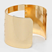 Load image into Gallery viewer, Blue Marble Stone Accented Metal Cage Cuff Bracelet
