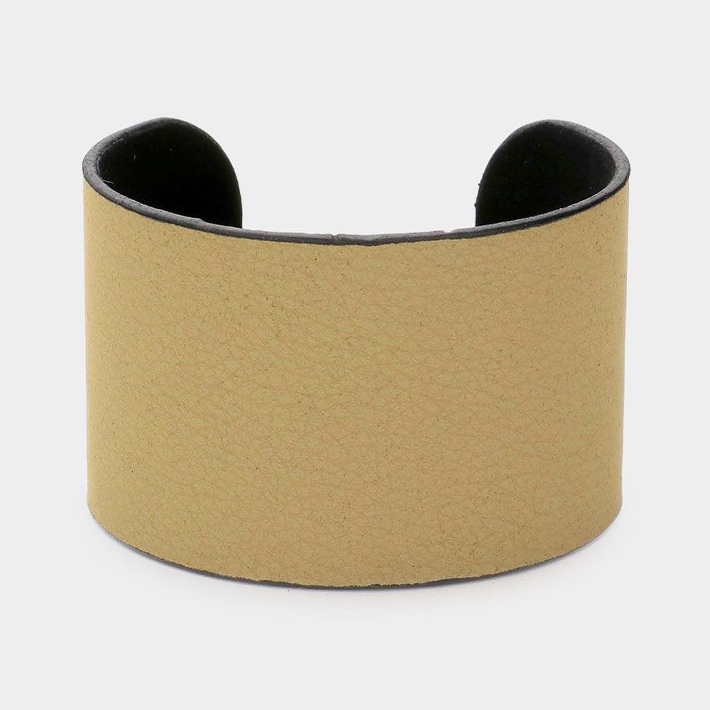 Black Textured Faux Leather Cuff Bracelet - Jewelry Store by Erik Rayo