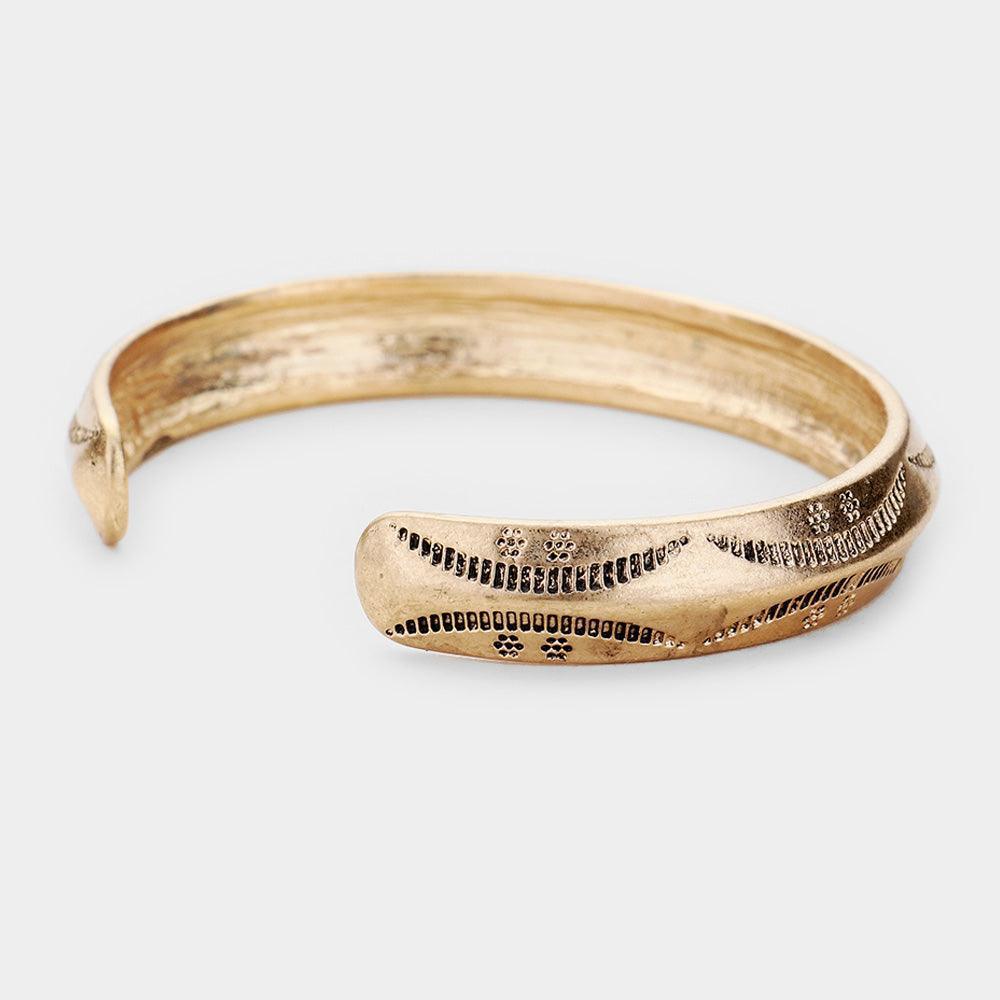 Gold Antique Pattern Cuff Metal Bracelet - Jewelry Store by Erik Rayo