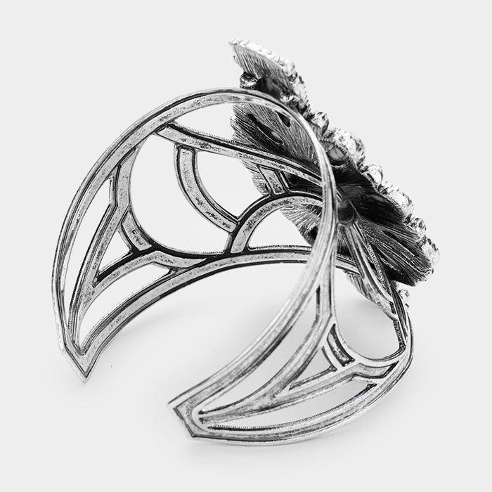 White Abstract Howlite Accented Tribal Cuff Bracelet - Jewelry Store by Erik Rayo