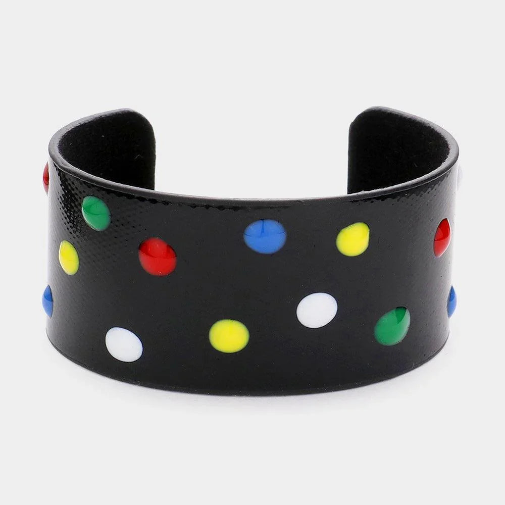 Black Colorful Polka Dot Cuff Bracelet - Jewelry Store by Erik Rayo