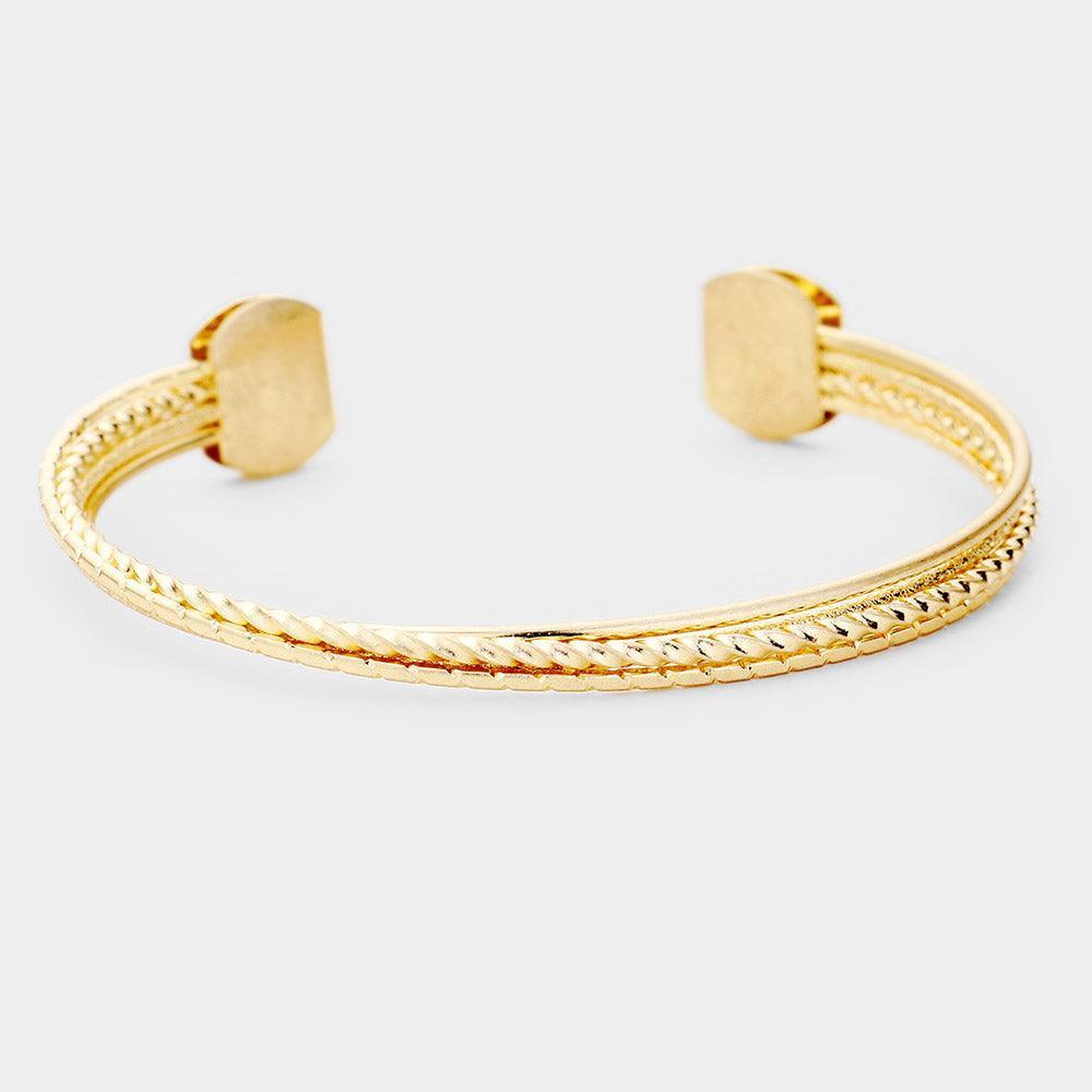 Gold Twist Metal Cuff Bracelet - Jewelry Store by Erik Rayo