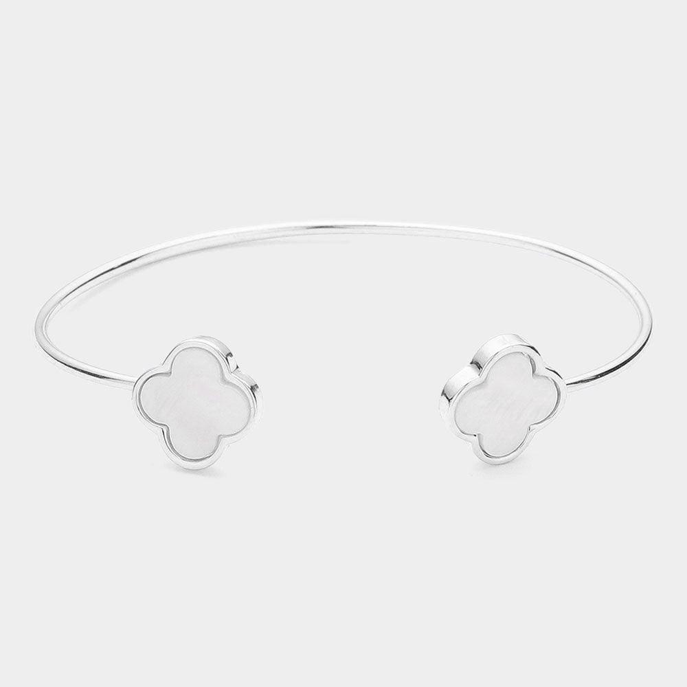 Mother Of Pearl Quatrefoil Tip Cuff Bracelet