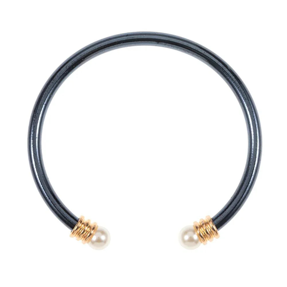 Black Pearl Tip Cuff Bracelet - Jewelry Store by Erik Rayo