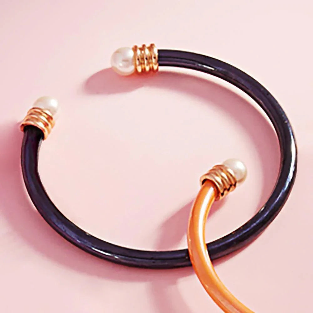 Black Pearl Tip Cuff Bracelet - Jewelry Store by Erik Rayo