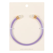 Load image into Gallery viewer, Lavender Pearl Tip Cuff Bracelet
