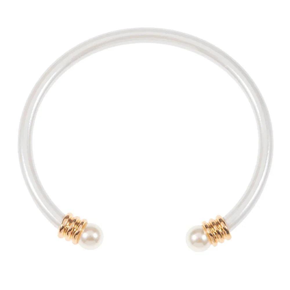 White Pearl Tip Cuff Bracelet - Jewelry Store by Erik Rayo