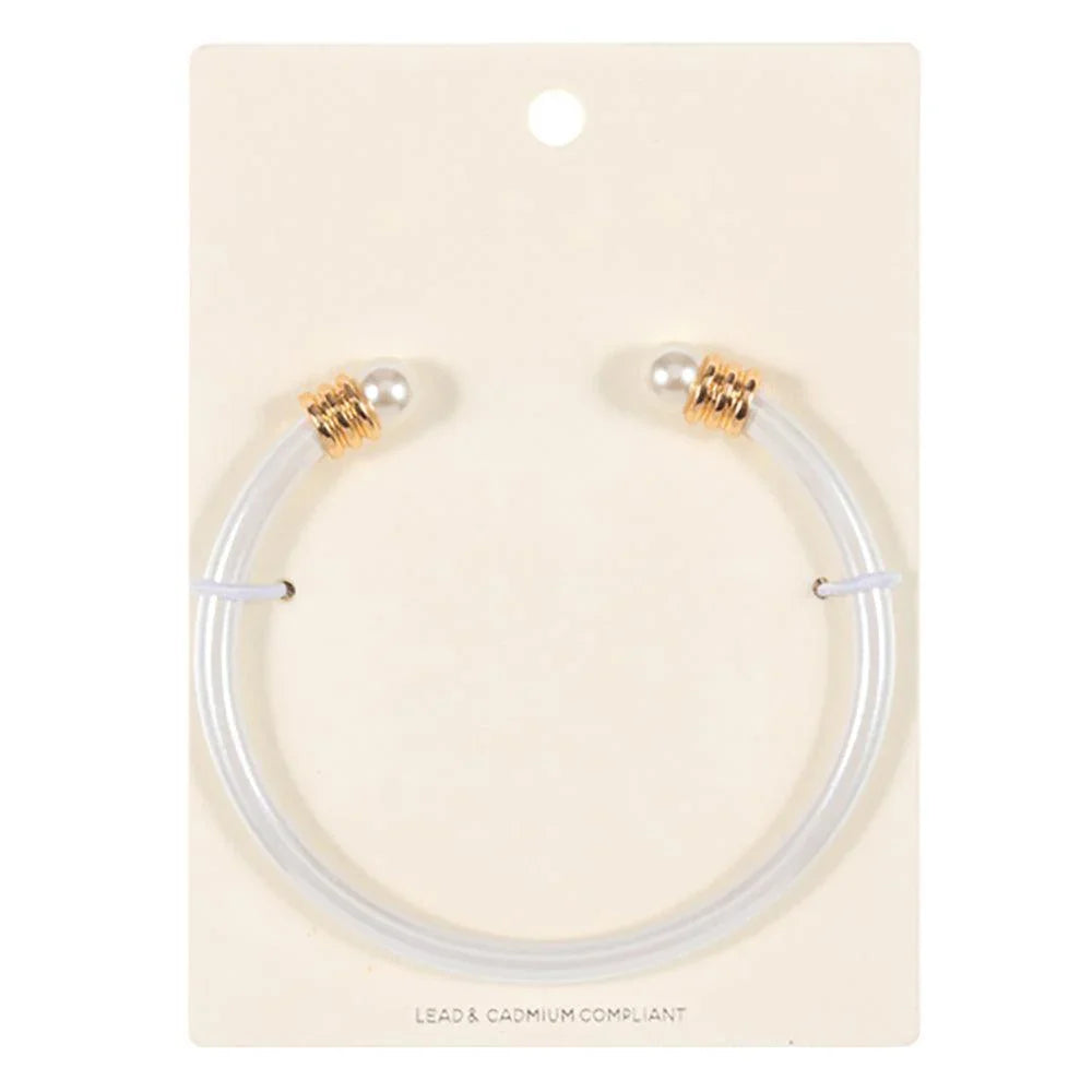 White Pearl Tip Cuff Bracelet - Jewelry Store by Erik Rayo