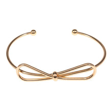 Load image into Gallery viewer, Gold Metal Wire Bow Pointed Cuff Bracelet
