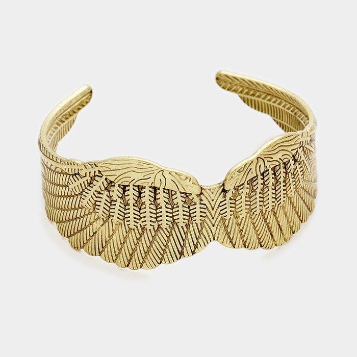 Gold Vintage Metal Wings Cuff Bracelet - Jewelry Store by Erik Rayo