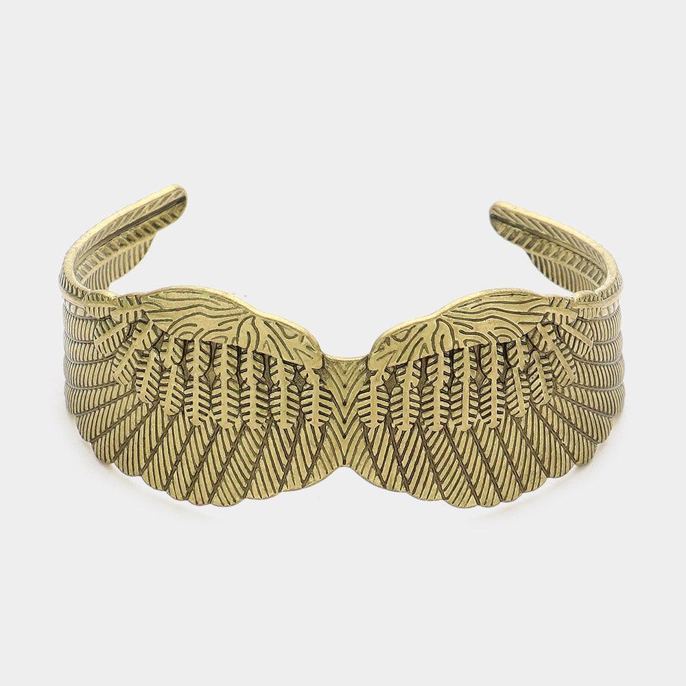 Gold Vintage Metal Wings Cuff Bracelet - Jewelry Store by Erik Rayo