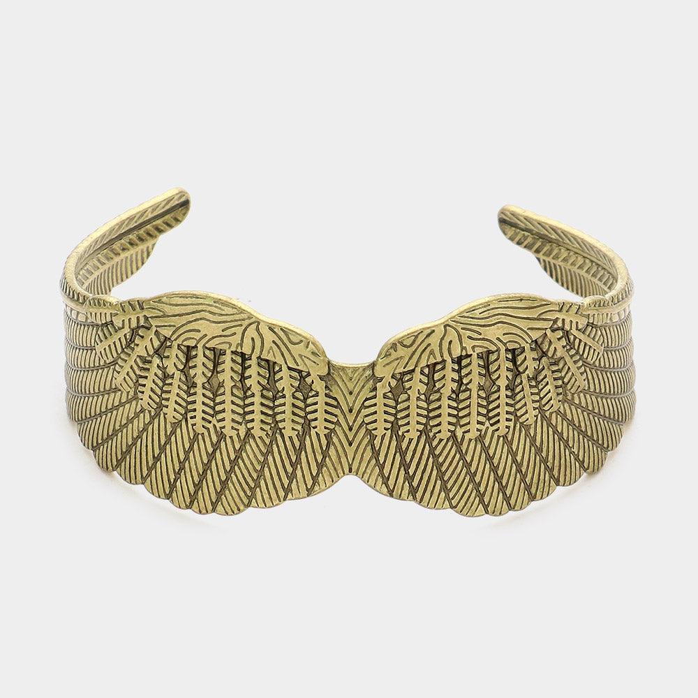 Gold Vintage Metal Wings Cuff Bracelet