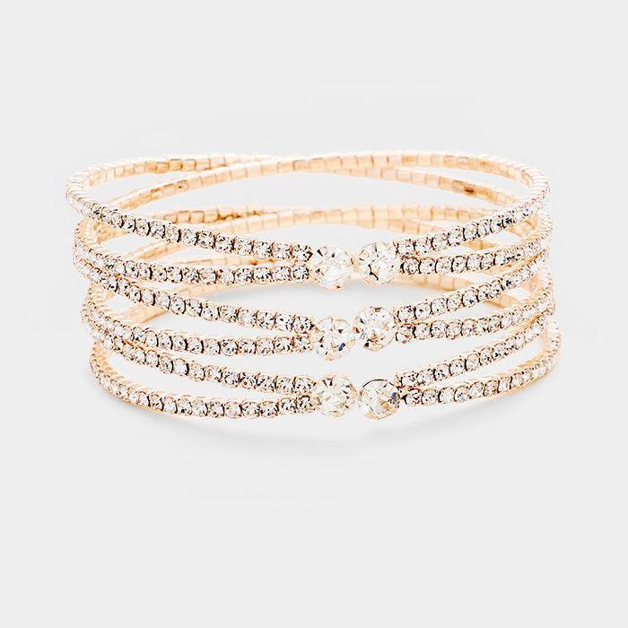 Rose Gold Crisscross Rhinestone Pave Cuff Bracelet - Jewelry Store by Erik Rayo