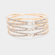 Load image into Gallery viewer, Rose Gold Crisscross Rhinestone Pave Cuff Bracelet
