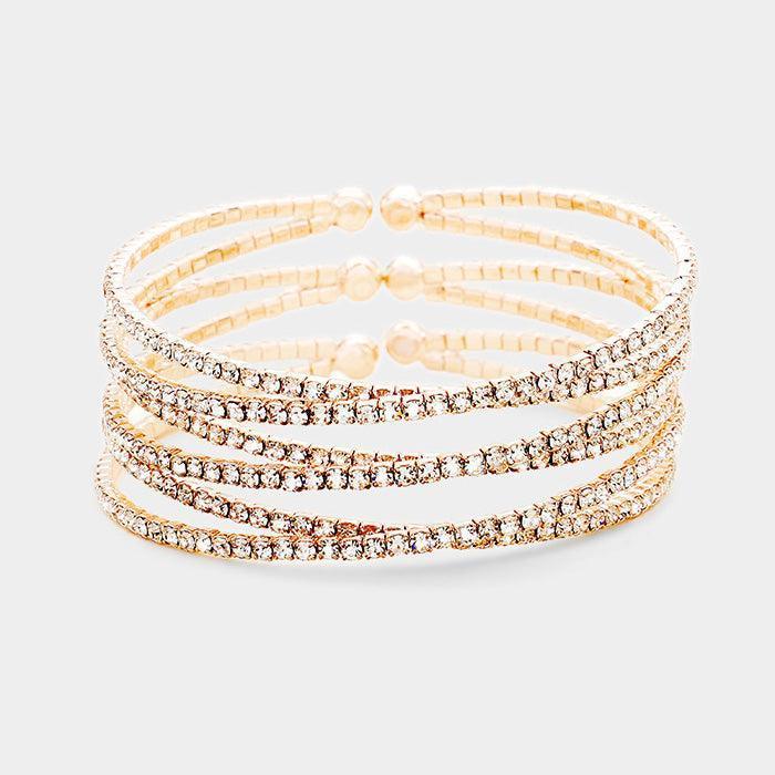Rose Gold Crisscross Rhinestone Pave Cuff Bracelet - Jewelry Store by Erik Rayo
