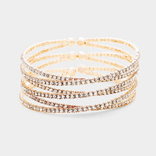 Load image into Gallery viewer, Rose Gold Crisscross Rhinestone Pave Cuff Bracelet
