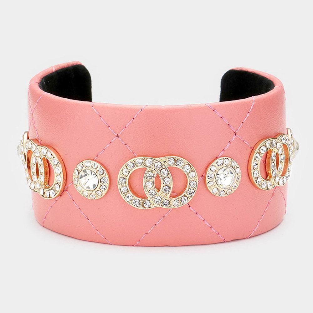Rhinestone Embellished Double Open Circle Link Cuff Bracelet - Jewelry Store by Erik Rayo