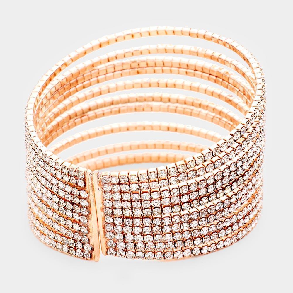 Rose Gold Crystal Rhinestone Pave Cuff Bracelet - Jewelry Store by Erik Rayo