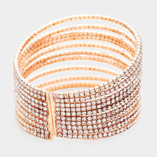 Load image into Gallery viewer, Rose Gold Crystal Rhinestone Pave Cuff Bracelet
