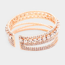 Load image into Gallery viewer, Rose Gold Crystal Round Rhinestone Pave Cuff Bracelet
