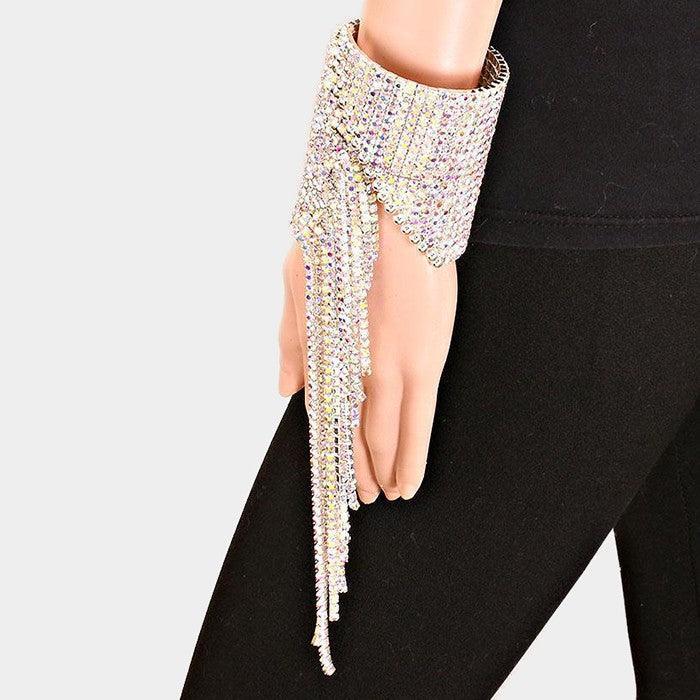 Silver Rhinestone Fringe Open Bracelet - Jewelry Store by Erik Rayo
