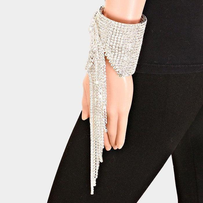 Silver Rhinestone Fringe Open Bracelet - Jewelry Store by Erik Rayo