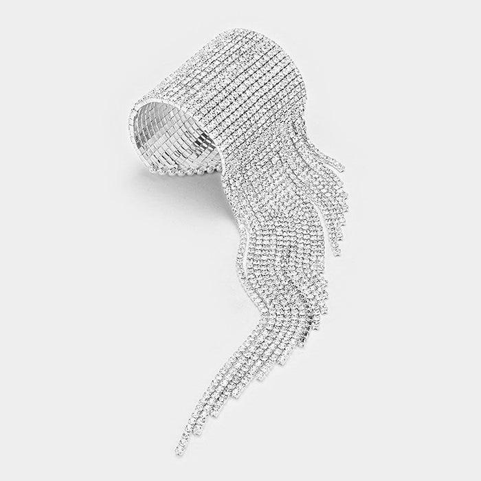 Silver Rhinestone Fringe Open Bracelet - Jewelry Store by Erik Rayo