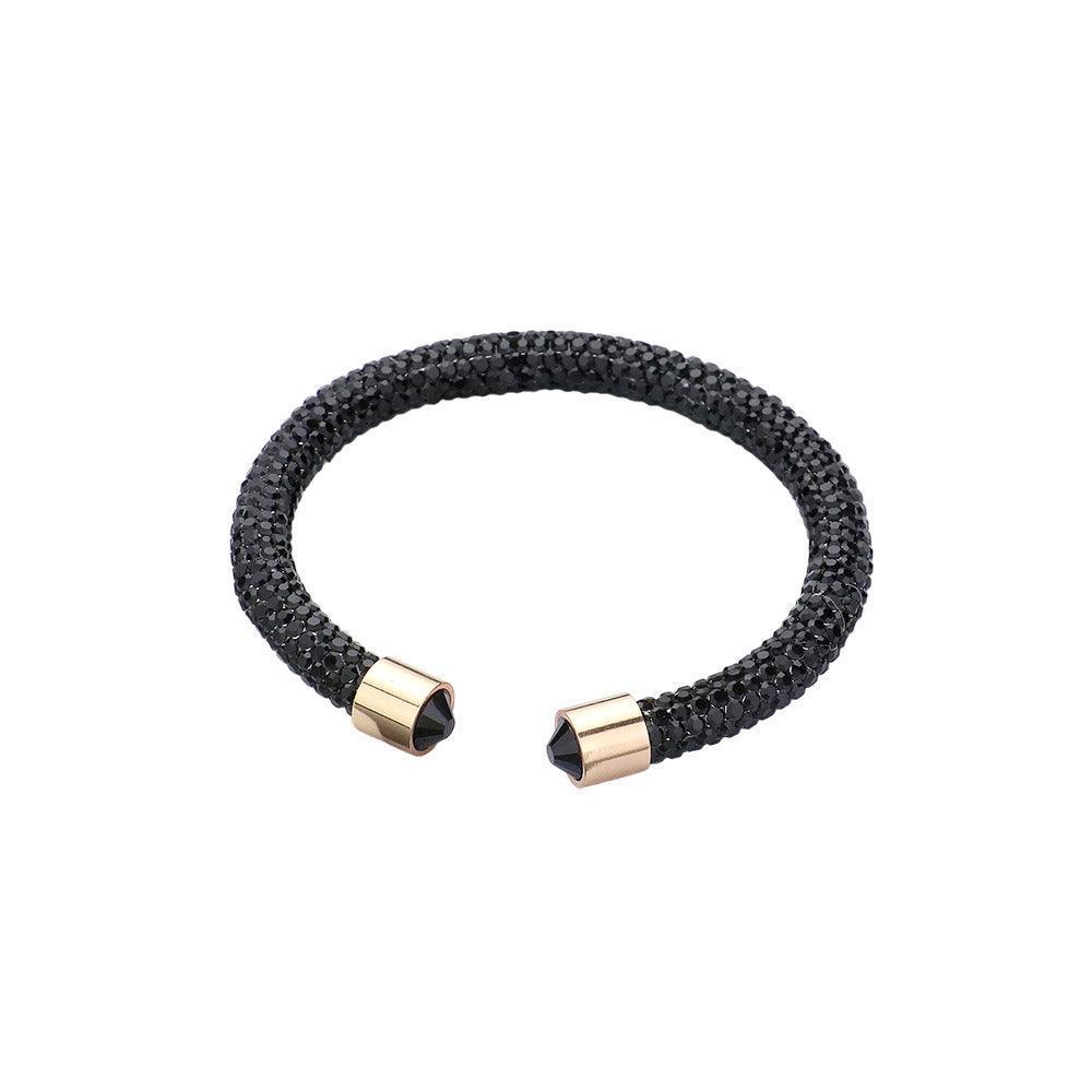 Black Bling Studded Rhinestone Tip Cuff Bracelet - Jewelry Store by Erik Rayo