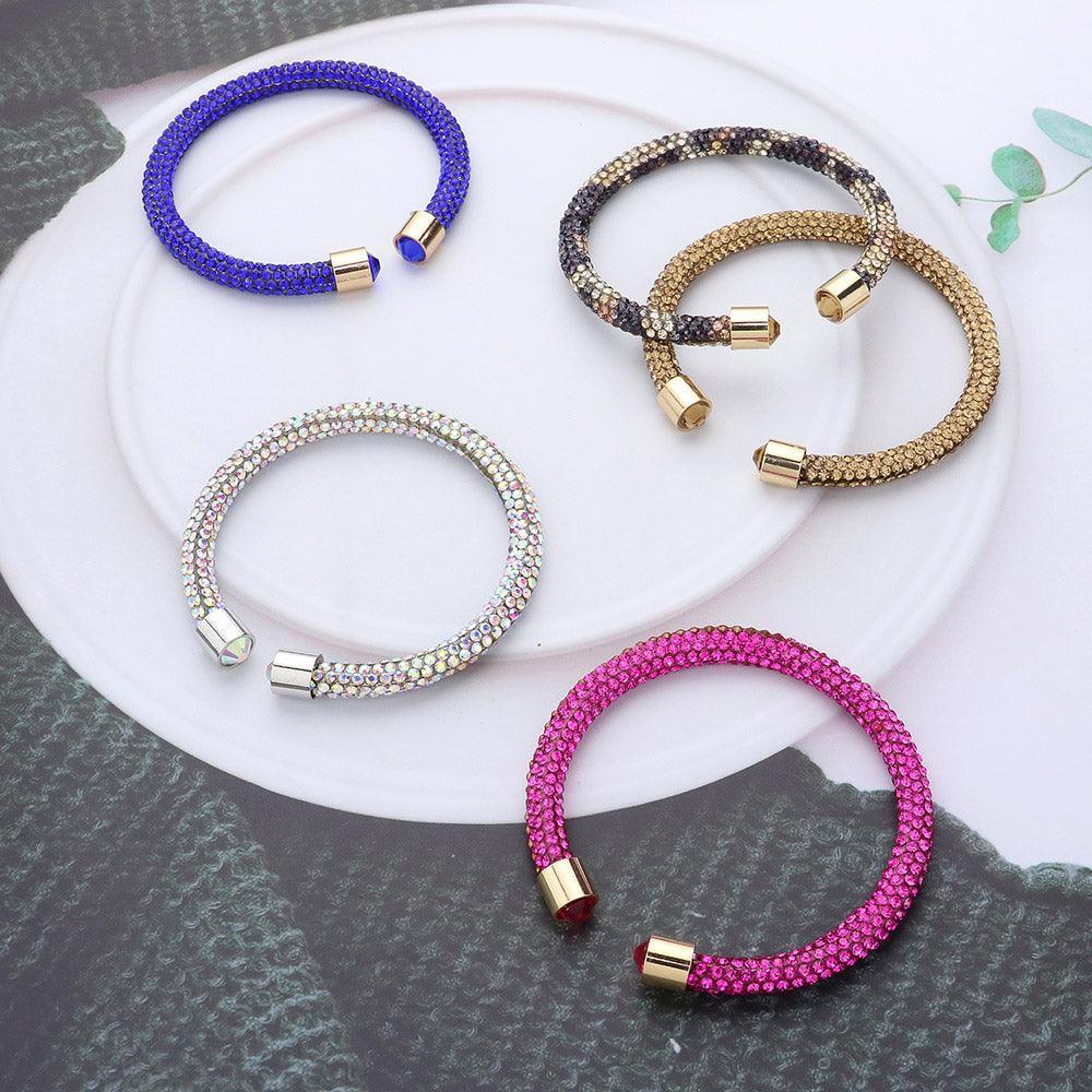 Black Bling Studded Rhinestone Tip Cuff Bracelet - Jewelry Store by Erik Rayo