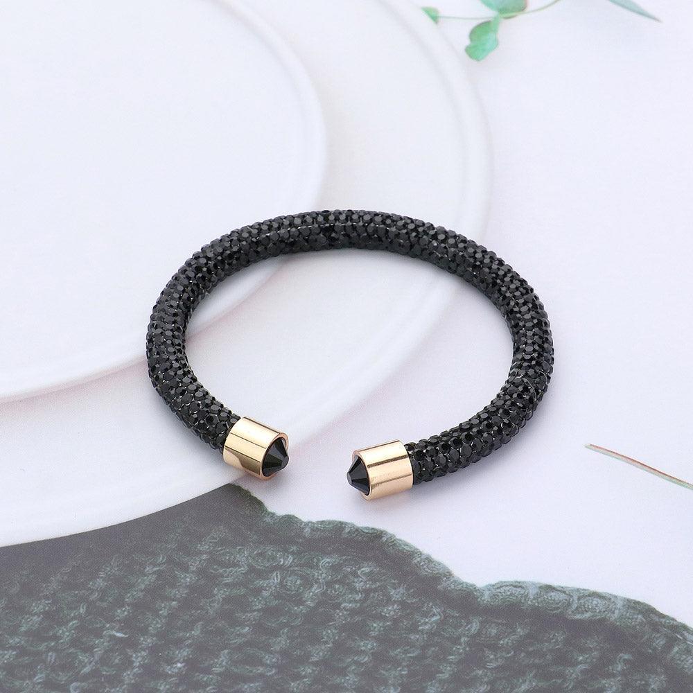 Black Bling Studded Rhinestone Tip Cuff Bracelet - Jewelry Store by Erik Rayo