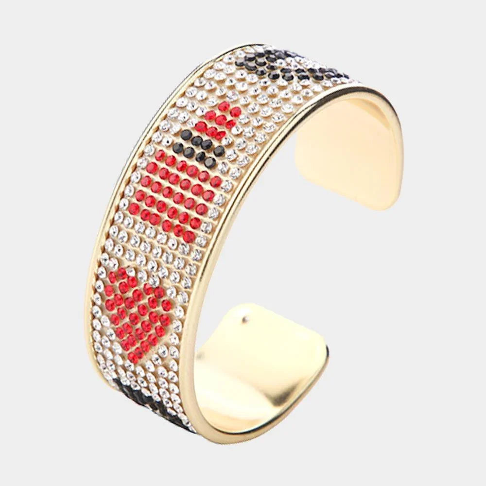 Bling Lipstick Heart Accented Cuff Bracelet - Jewelry Store by Erik Rayo