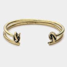 Load image into Gallery viewer, Gold Layered Metal Knot Cuff Bracelet
