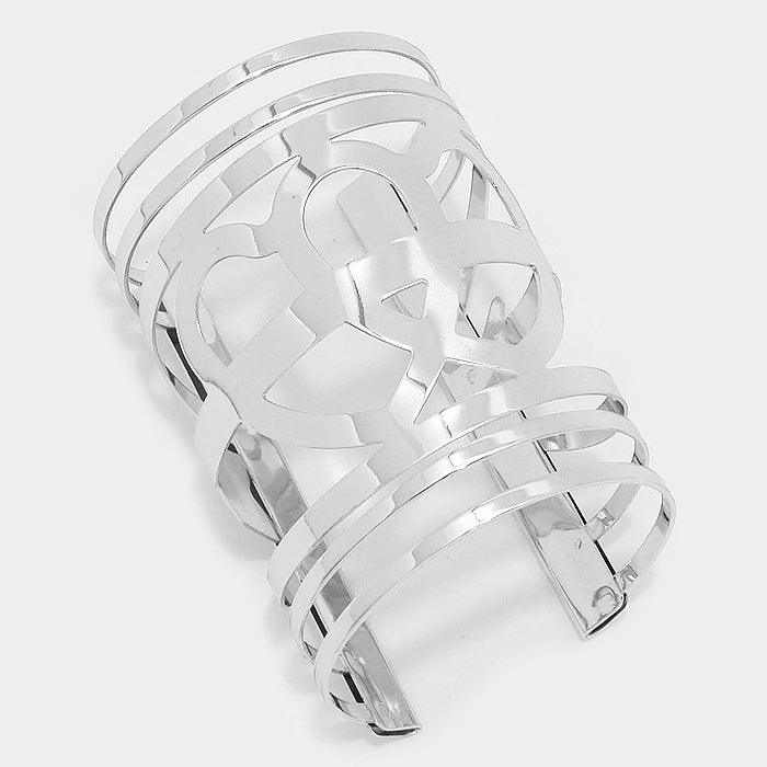 Wide Metal Cage Cuff Bracelet