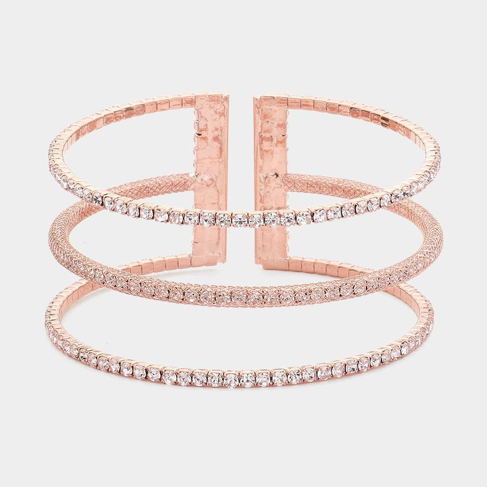 Gold Rhinestone Paved Split Cuff Bracelet - Jewelry Store by Erik Rayo