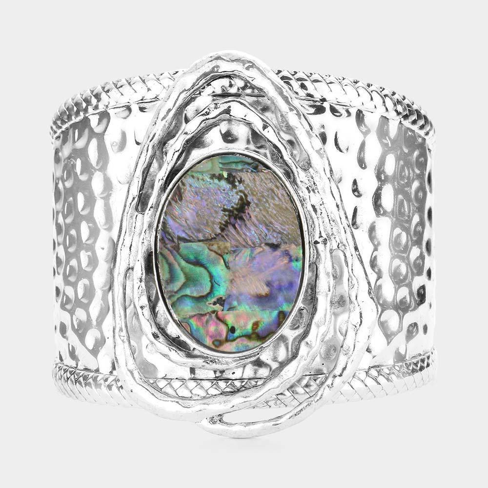 Abalone Accented Metal Cuff Bracelet - Jewelry Store by Erik Rayo