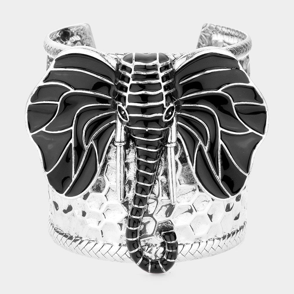 Enamel Elephant Metal Cuff Bracelet - Jewelry Store by Erik Rayo