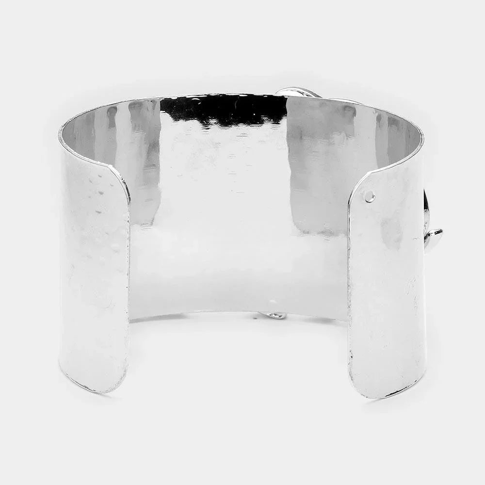Red Stone Embellished Enamel Elephant Cuff Bracelet - Jewelry Store by Erik Rayo
