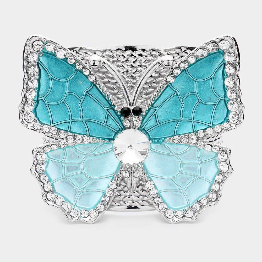 Blue Two Tone Butterfly Cuff Bracelet - Jewelry Store by Erik Rayo